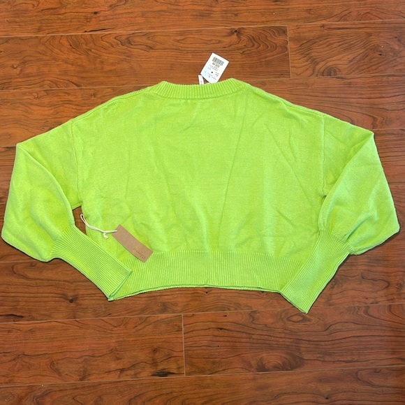 NWT Dreamers Green Knit Cropped Crewneck Sweater Top - Picture 8 of 9